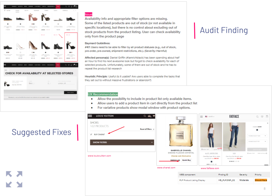 Product Listing Page - UX Audit Report - Usability Issue